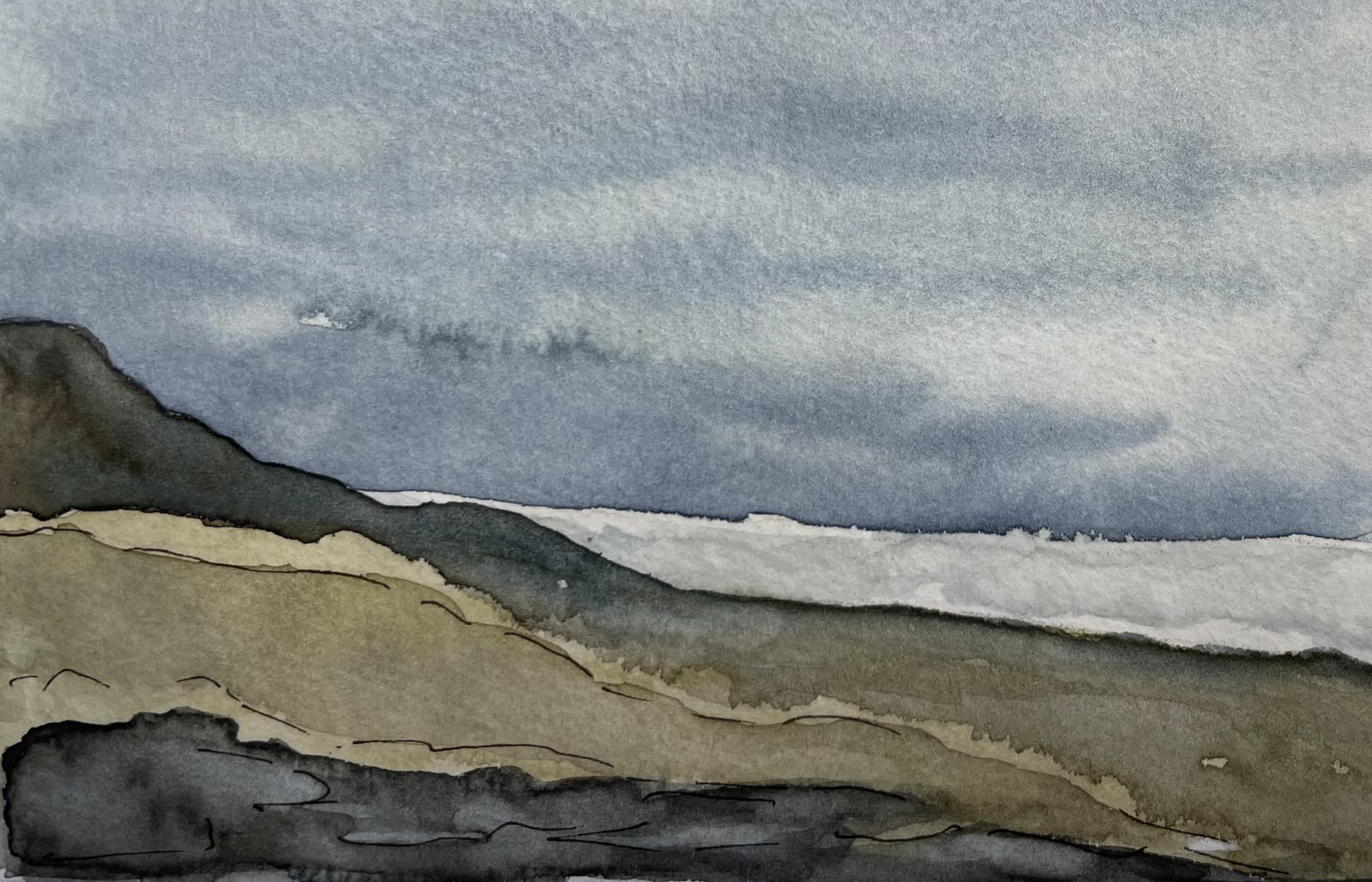 Aquarell Spiegelndes Meer